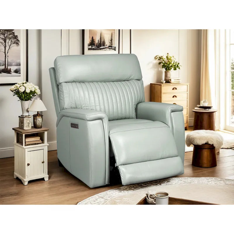 Fauteuil inclinable électrique zéro gravité en cuir avec appui-tête électrique et soutien lombaire électrique, ports USB et USB-C