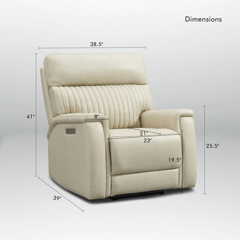 Fauteuil inclinable électrique zéro gravité en cuir avec appui-tête électrique et soutien lombaire électrique, ports USB et USB-C