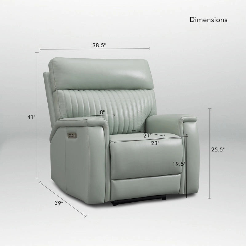 Fauteuil inclinable électrique zéro gravité en cuir avec appui-tête électrique et soutien lombaire électrique, ports USB et USB-C
