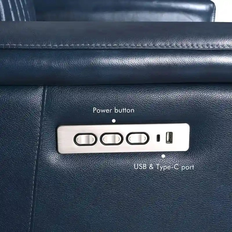 Fauteuil inclinable électrique zéro gravité en cuir avec appui-tête électrique et soutien lombaire électrique, ports USB et USB-C