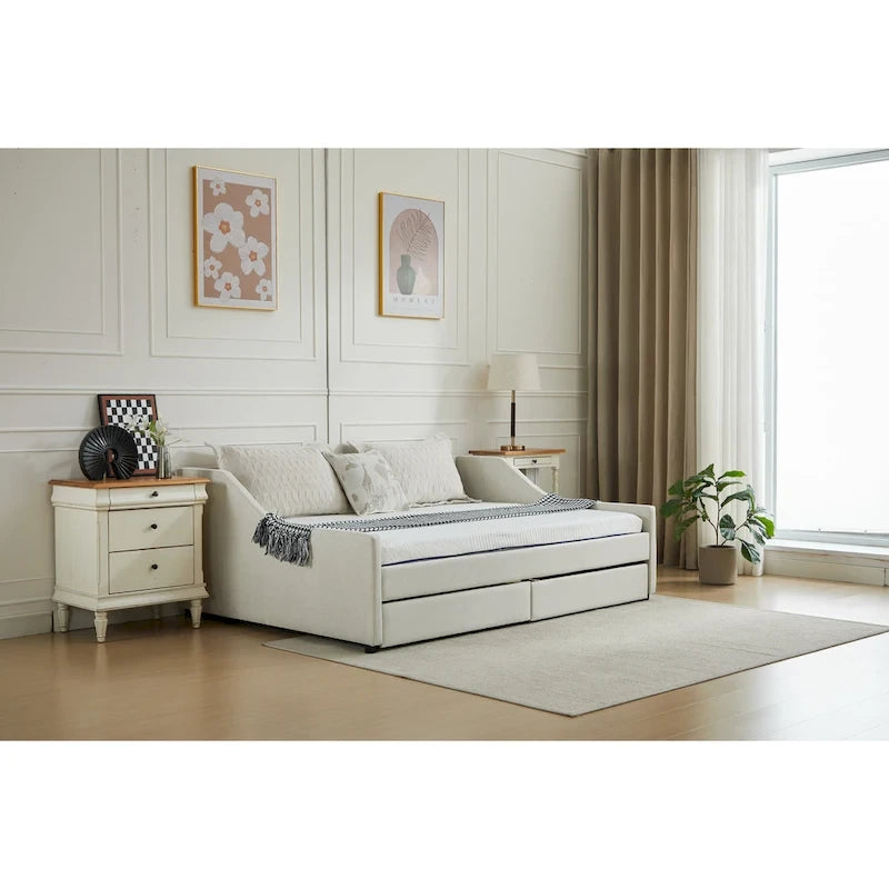 Lit de repos d'angle double avec tiroirs de rangement