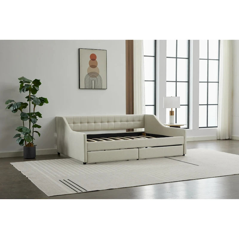 Lit de repos d'angle double avec tiroirs de rangement