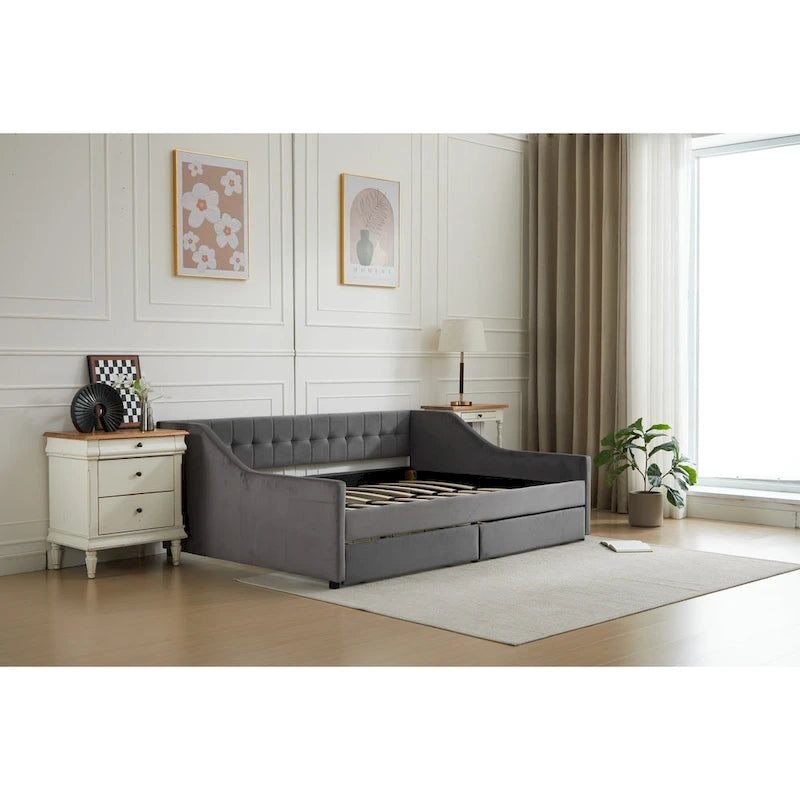 Lit de repos d'angle double avec tiroirs de rangement