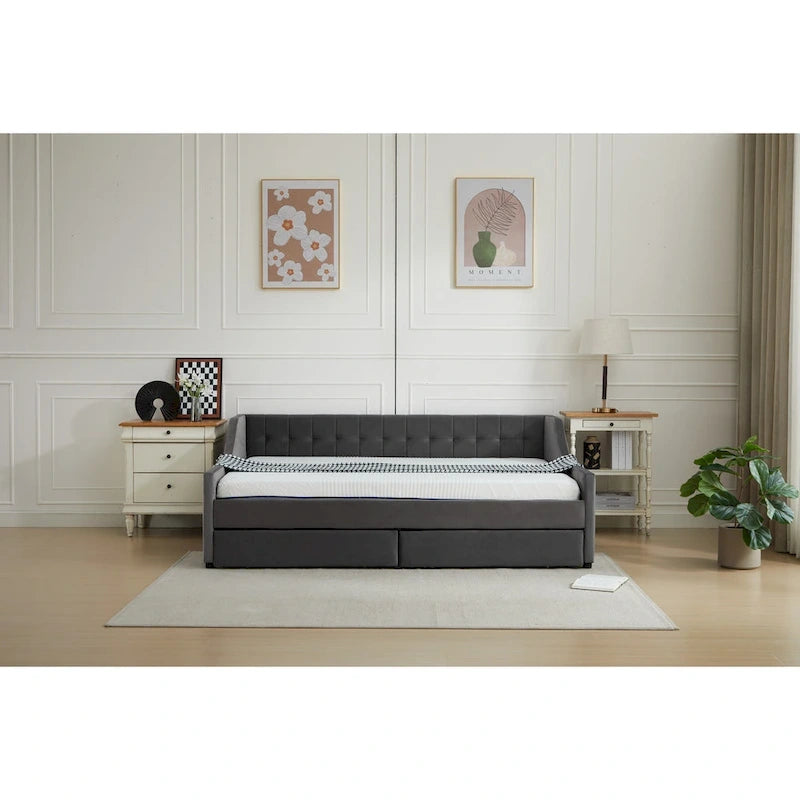 Lit de repos d'angle double avec tiroirs de rangement