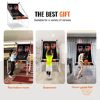 Jeu d'arcade de basketball pliable, jeu de basketball d'intérieur à 2 joueurs, jeu de sport double tir à domicile avec 8 modes de jeu et pompe de gonflage