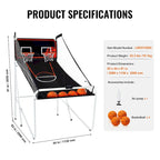 Jeu d'arcade de basketball pliable, jeu de basketball d'intérieur à 2 joueurs, jeu de sport double tir à domicile avec 8 modes de jeu et pompe de gonflage