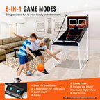 Jeu d'arcade de basketball pliable, jeu de basketball d'intérieur à 2 joueurs, jeu de sport double tir à domicile avec 8 modes de jeu et pompe de gonflage