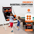 Jeu d'arcade de basketball pliable, jeu de basketball d'intérieur à 2 joueurs, jeu de sport double tir à domicile avec 8 modes de jeu et pompe de gonflage
