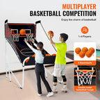 Jeu d'arcade de basketball pliable, jeu de basketball d'intérieur à 2 joueurs, jeu de sport double tir à domicile avec 8 modes de jeu et pompe de gonflage