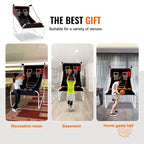 Jeu d'arcade de basketball pliable, jeu de basketball d'intérieur à 2 joueurs, jeu de sport double tir à domicile avec 8 modes de jeu et pompe de gonflage