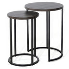 Ensemble de 2 tables gigognes Flint, acajou marron foncé, base en métal noir