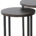 Ensemble de 2 tables gigognes Flint, acajou marron foncé, base en métal noir