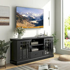 Meuble TV de ferme pour téléviseurs jusqu'à 70 po, meuble média avec verre