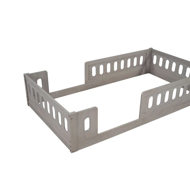 Lit Plateforme Moderne en Bois de Taille Double avec Garde-Corps pour Chambre à Coucher