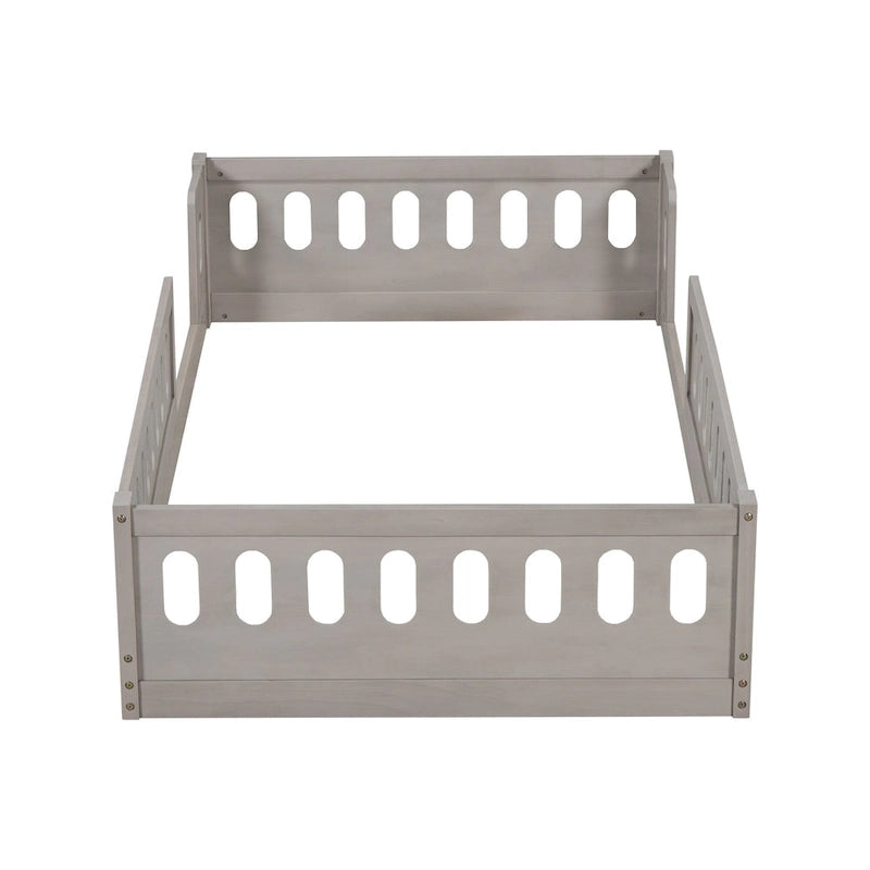Lit Plateforme Moderne en Bois de Taille Double avec Garde-Corps pour Chambre à Coucher