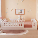 Lit Plateforme Moderne en Bois de Taille Double avec Garde-Corps pour Chambre à Coucher