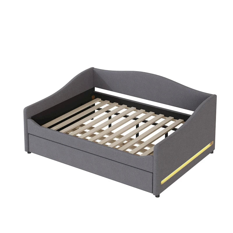 Lit de repos complet en polaire Teddy avec lit gigogne et lumières LED