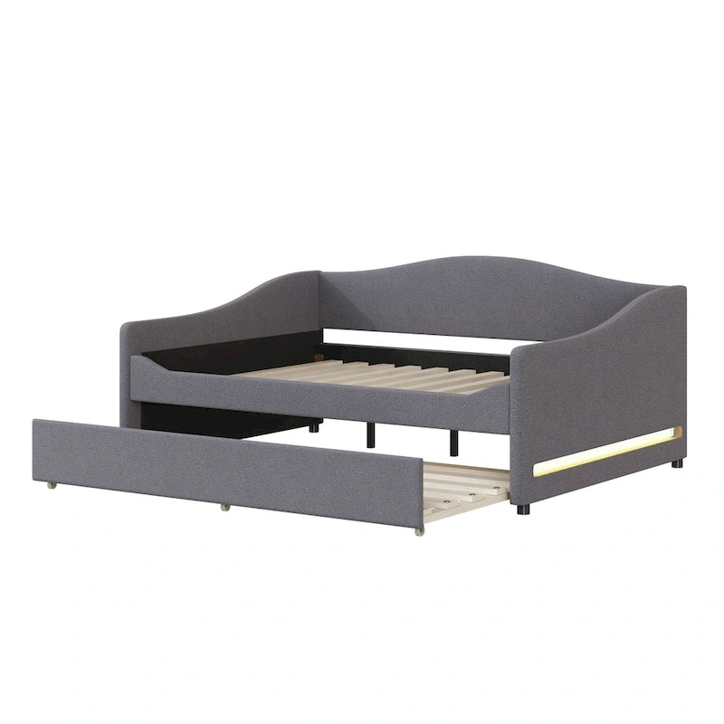 Lit de repos complet en polaire Teddy avec lit gigogne et lumières LED
