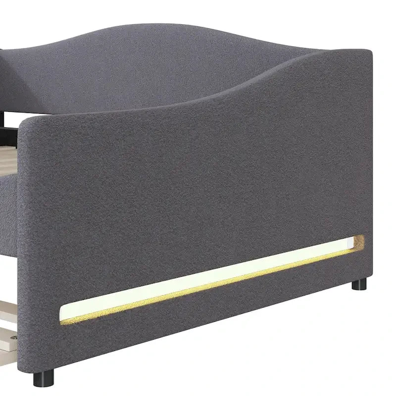 Lit de repos complet en polaire Teddy avec lit gigogne et lumières LED