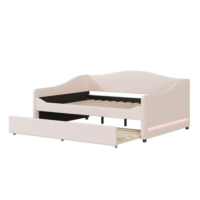 Lit de repos complet en polaire Teddy avec lit gigogne et lumières LED
