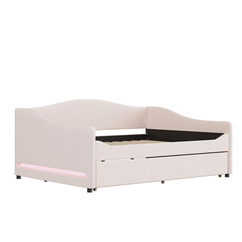 Lit de repos complet en polaire Teddy avec lit gigogne et lumières LED