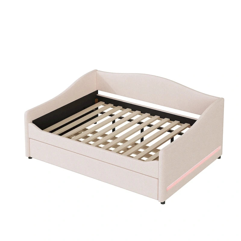 Lit de repos complet en polaire Teddy avec lit gigogne et lumières LED