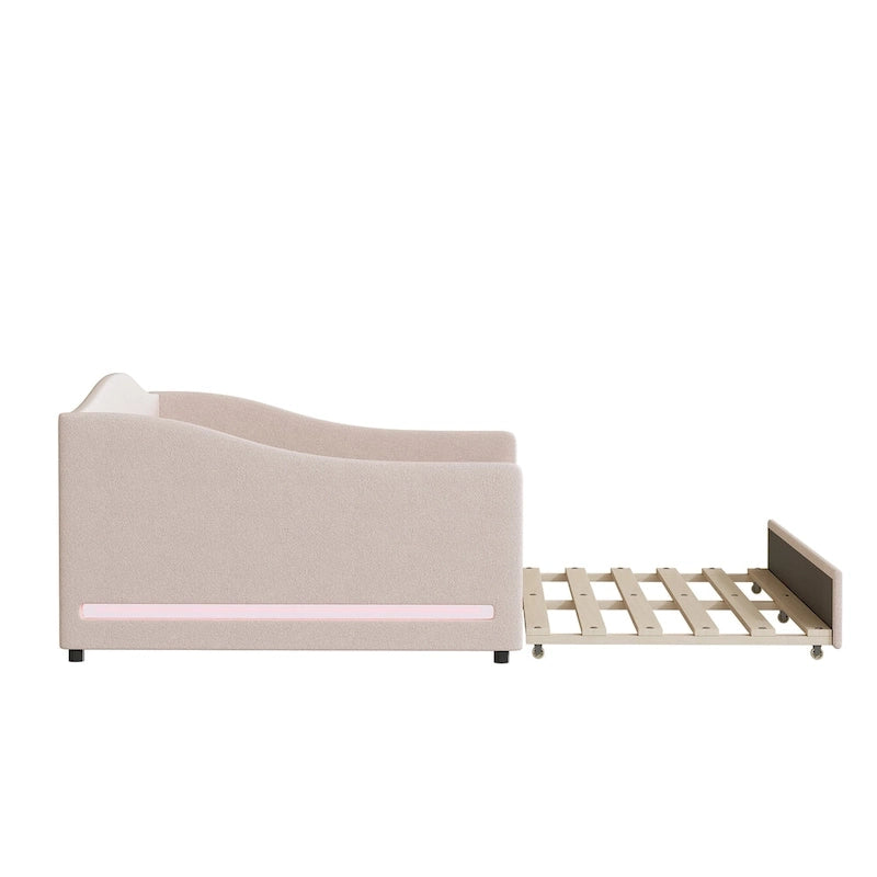 Lit de repos complet en polaire Teddy avec lit gigogne et lumières LED