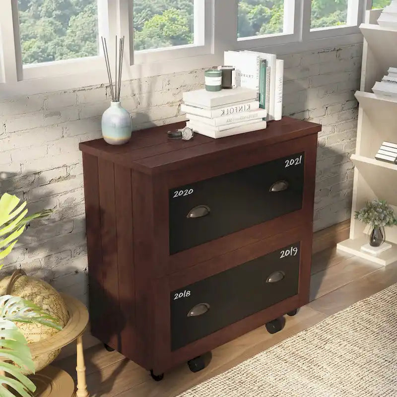 Rele Vintage Walnut 2-Drawer File Cabinet by Furniture of America