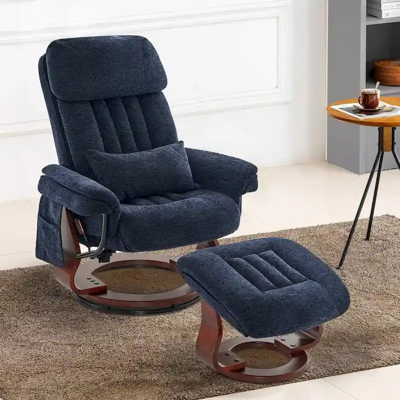 Fauteuil inclinable pivotant avec ottoman, chaise de bureau de loisirs, fauteuil ergonomique, tissu chenille 4687