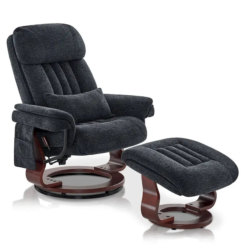 Fauteuil inclinable pivotant avec ottoman, chaise de bureau de loisirs, fauteuil ergonomique, tissu chenille 4687