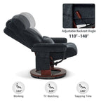 Fauteuil inclinable pivotant avec ottoman, chaise de bureau de loisirs, fauteuil ergonomique, tissu chenille 4687