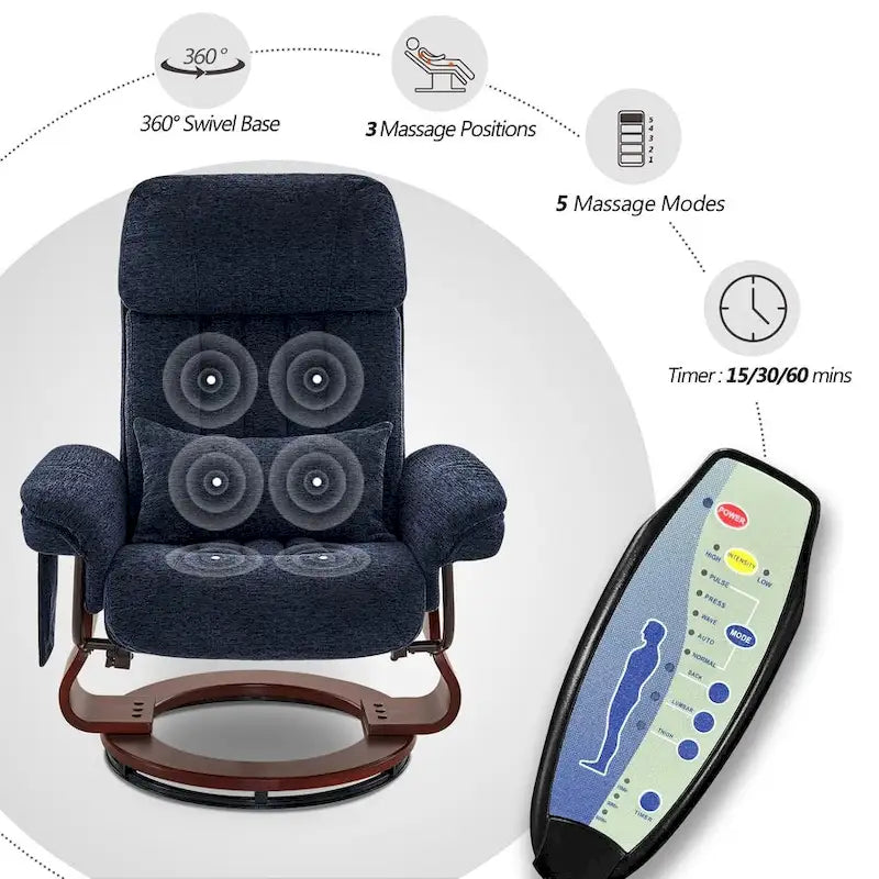 Fauteuil inclinable pivotant avec ottoman, chaise de bureau de loisirs, fauteuil ergonomique, tissu chenille 4687