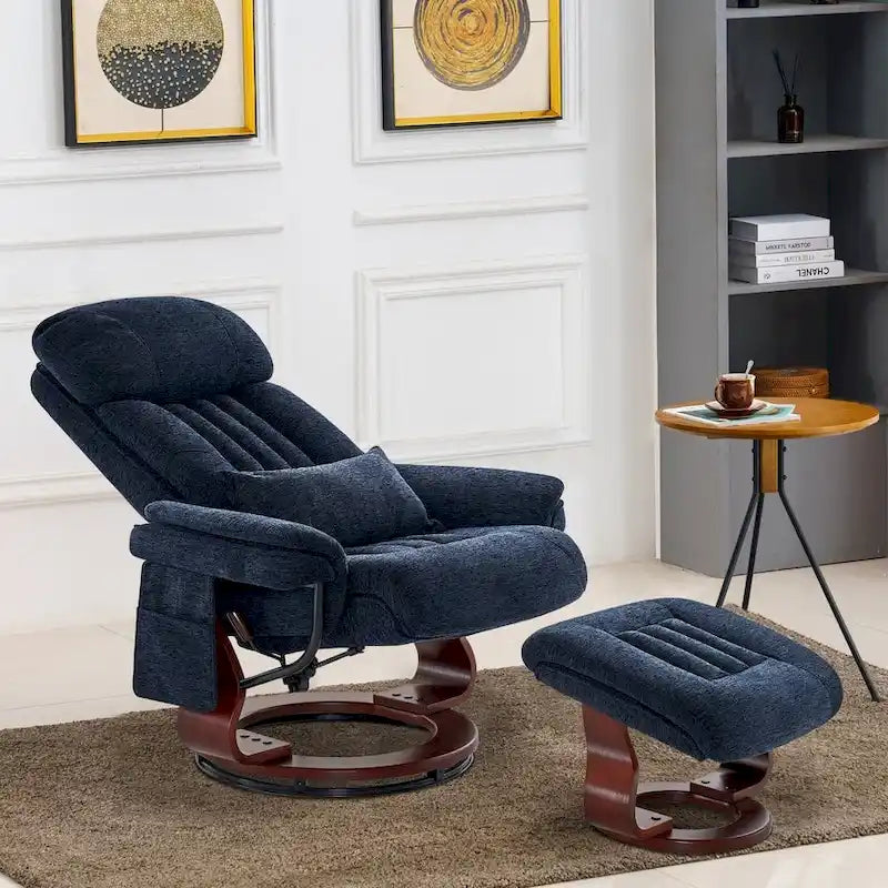Fauteuil inclinable pivotant avec ottoman, chaise de bureau de loisirs, fauteuil ergonomique, tissu chenille 4687