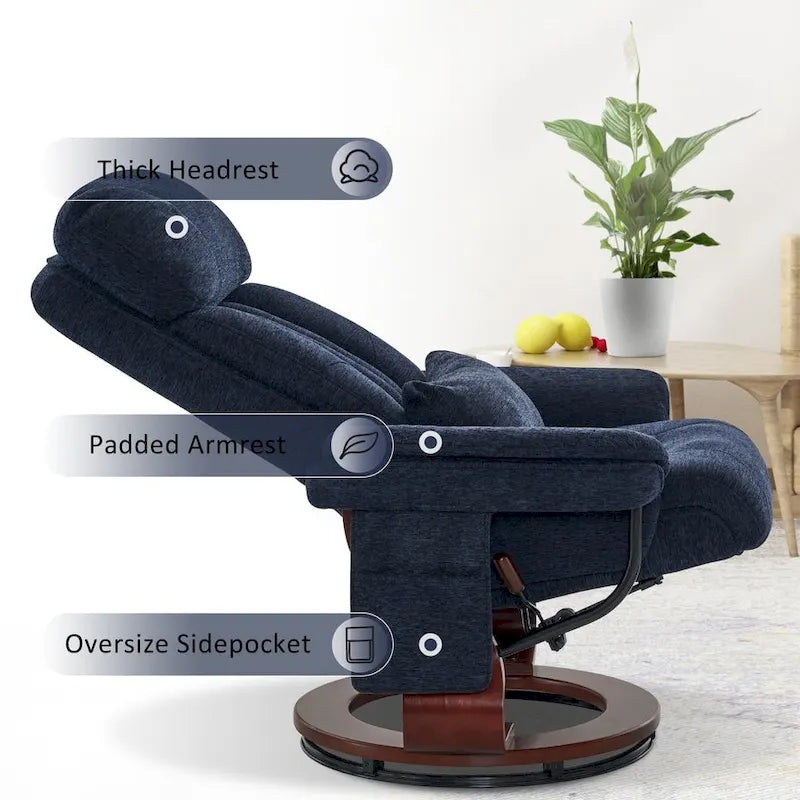 Fauteuil inclinable pivotant avec ottoman, chaise de bureau de loisirs, fauteuil ergonomique, tissu chenille 4687