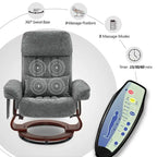 Fauteuil inclinable pivotant avec ottoman, chaise de bureau de loisirs, fauteuil ergonomique, tissu chenille 4687