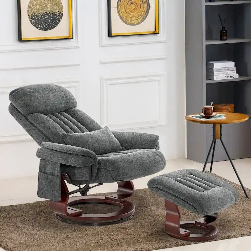 Fauteuil inclinable pivotant avec ottoman, chaise de bureau de loisirs, fauteuil ergonomique, tissu chenille 4687