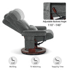 Fauteuil inclinable pivotant avec ottoman, chaise de bureau de loisirs, fauteuil ergonomique, tissu chenille 4687