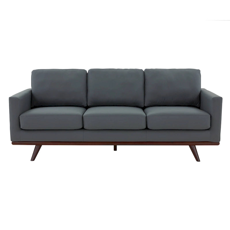 Canapé 3 places en cuir Chester avec base en bois de bouleau, canapé de salon moderne avec coussins amovibles - 83