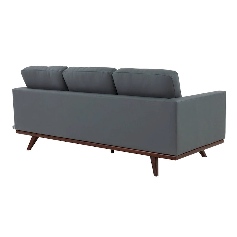 Canapé 3 places en cuir Chester avec base en bois de bouleau, canapé de salon moderne avec coussins amovibles - 83