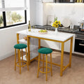 Ensemble de table de bar Grondin moderne contemporain 3 pièces en faux marbre avec 2 tabourets rembourrés et étagères de rangement supplémentaires