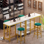 Ensemble de table de bar Grondin moderne contemporain 3 pièces en faux marbre avec 2 tabourets rembourrés et étagères de rangement supplémentaires
