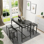 Ensemble de salle à manger pour 4 personnes, tables de cuisine et de salle à manger industrielles avec 4 tabourets carrés, ensemble de table de bar hauteur comptoir