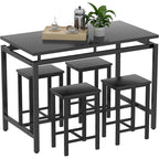 Ensemble de salle à manger pour 4 personnes, tables de cuisine et de salle à manger industrielles avec 4 tabourets carrés, ensemble de table de bar hauteur comptoir