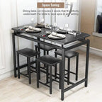 Ensemble de salle à manger pour 4 personnes, tables de cuisine et de salle à manger industrielles avec 4 tabourets carrés, ensemble de table de bar hauteur comptoir