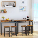 Ensemble de salle à manger pour 4 personnes, tables de cuisine et de salle à manger industrielles avec 4 tabourets carrés, ensemble de table de bar hauteur comptoir