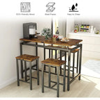 Ensemble de salle à manger pour 4 personnes, tables de cuisine et de salle à manger industrielles avec 4 tabourets carrés, ensemble de table de bar hauteur comptoir