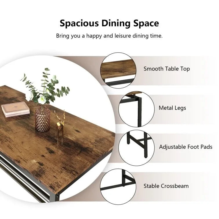 Ensemble de salle à manger pour 4 personnes, tables de cuisine et de salle à manger industrielles avec 4 tabourets carrés, ensemble de table de bar hauteur comptoir