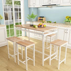 Ensemble de salle à manger pour 4 personnes, tables de cuisine et de salle à manger industrielles avec 4 tabourets carrés, ensemble de table de bar hauteur comptoir