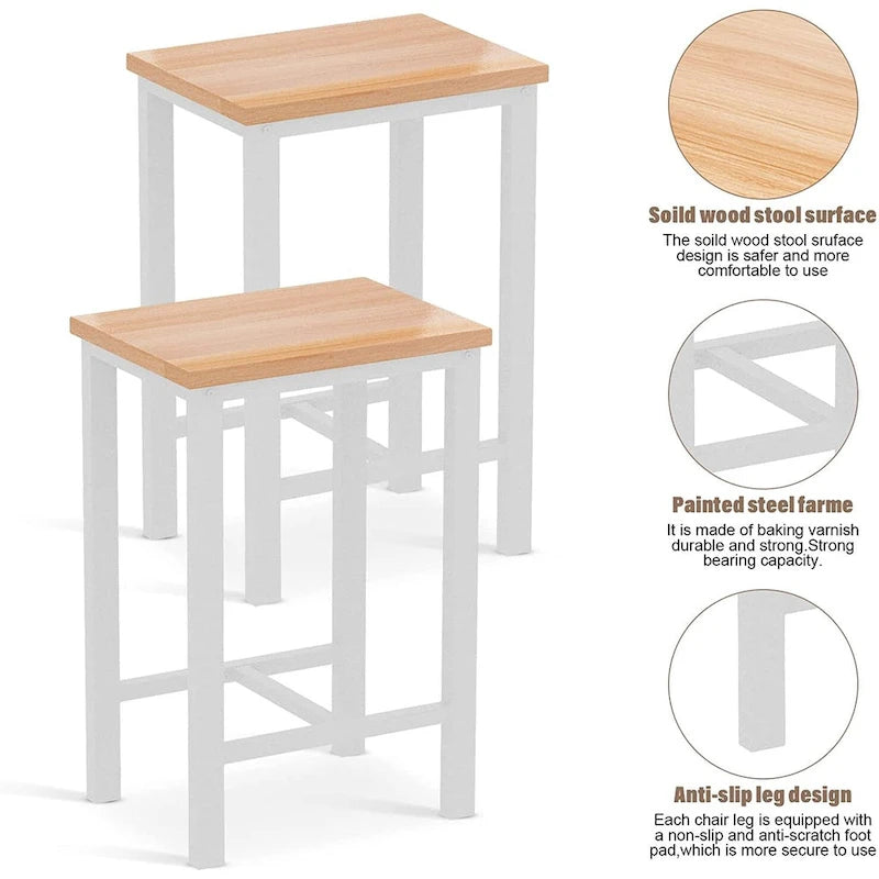 Ensemble de salle à manger pour 4 personnes, tables de cuisine et de salle à manger industrielles avec 4 tabourets carrés, ensemble de table de bar hauteur comptoir