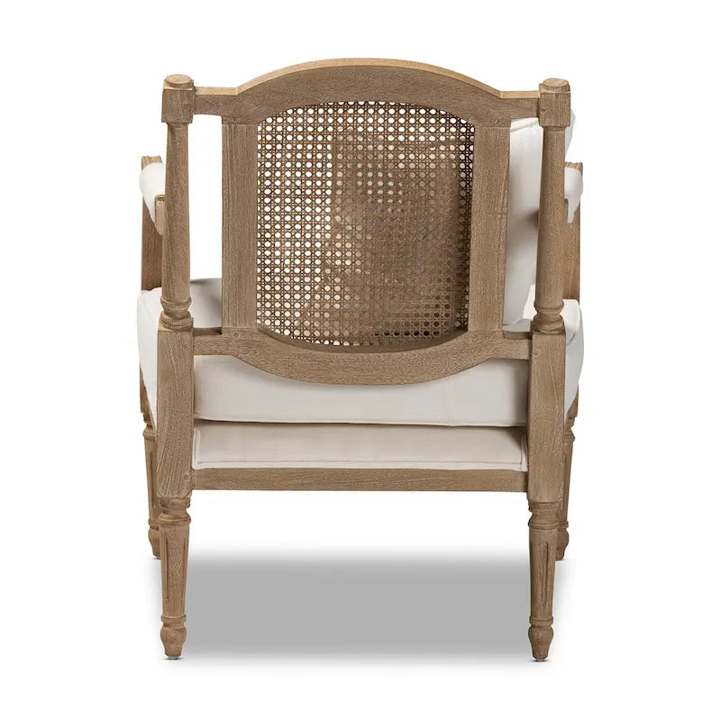 Fauteuil en bois rembourré en tissu de style provincial français Clemence